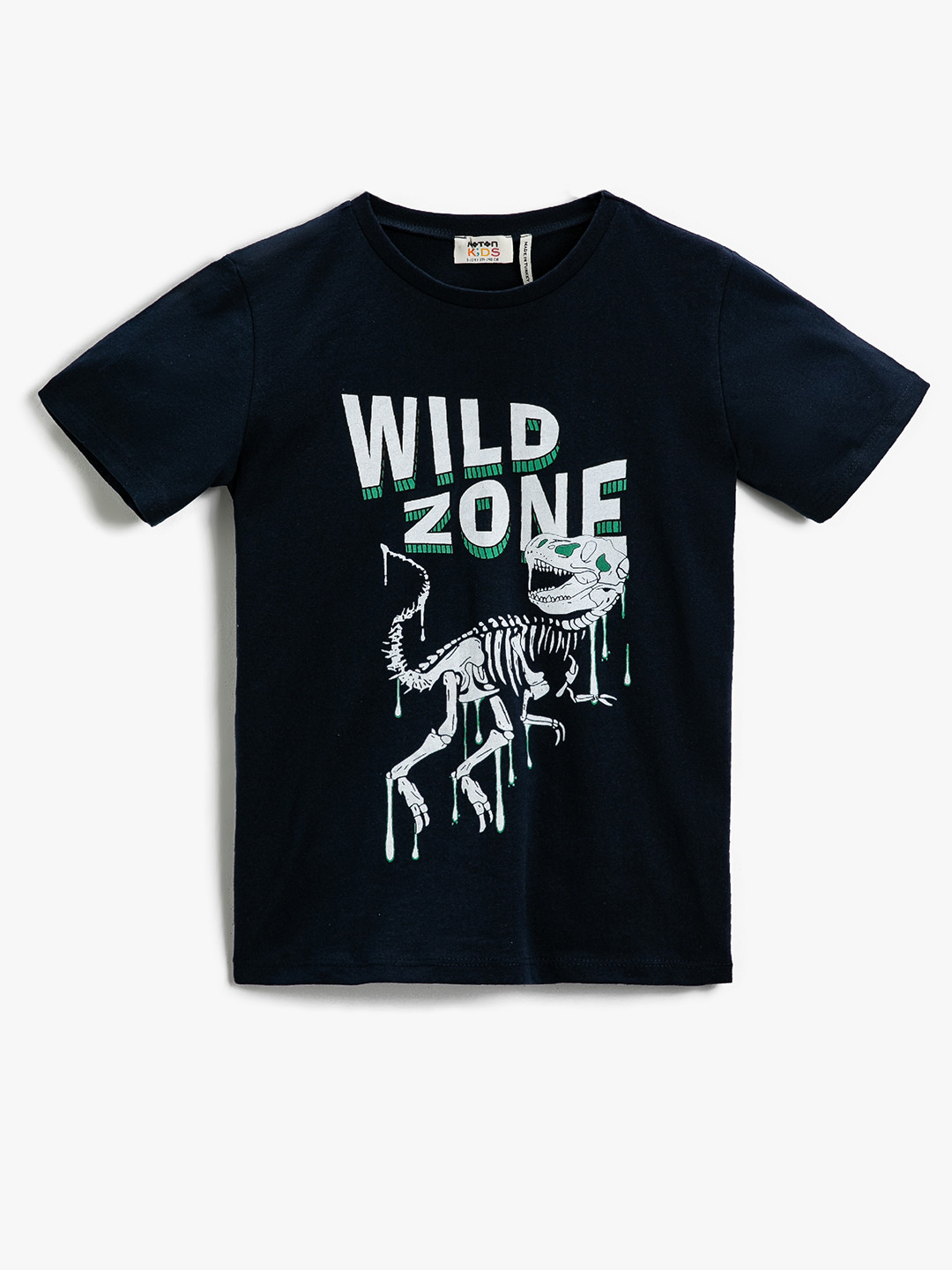 

Koton Boys Navy Blue & White Graphic Printed Pure Cotton T-shirt