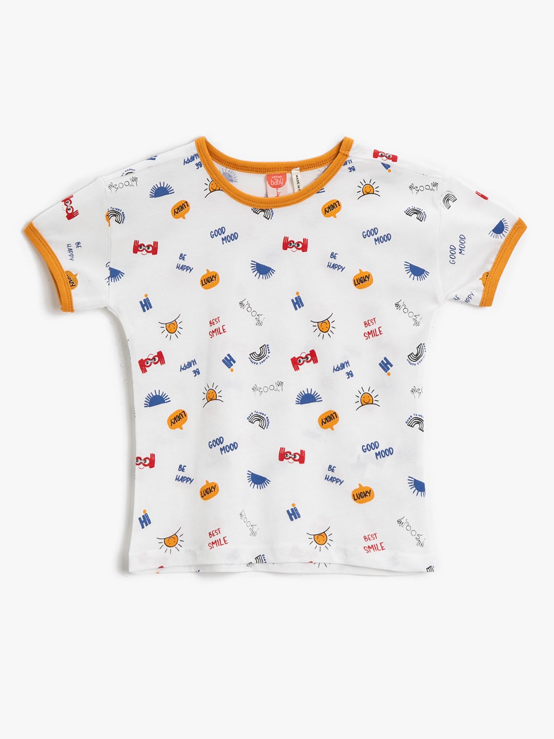 

Koton Boys White & Blue Printed Pure Cotton T-shirt