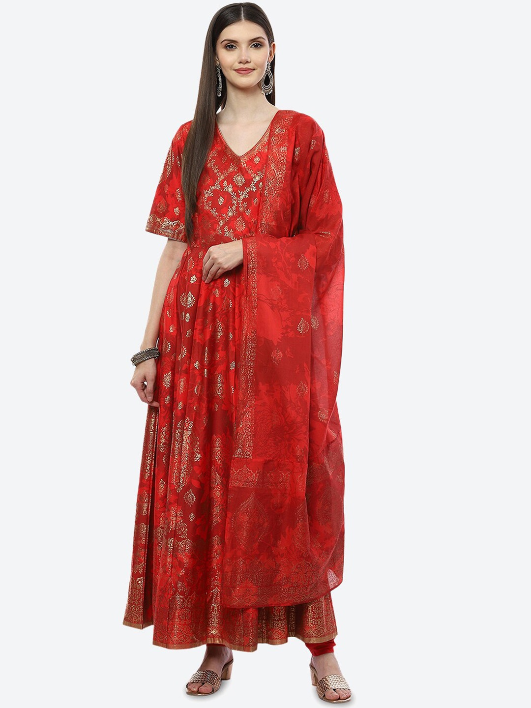 

Biba Women Red Ethnic Motifs Printed Kurta Set