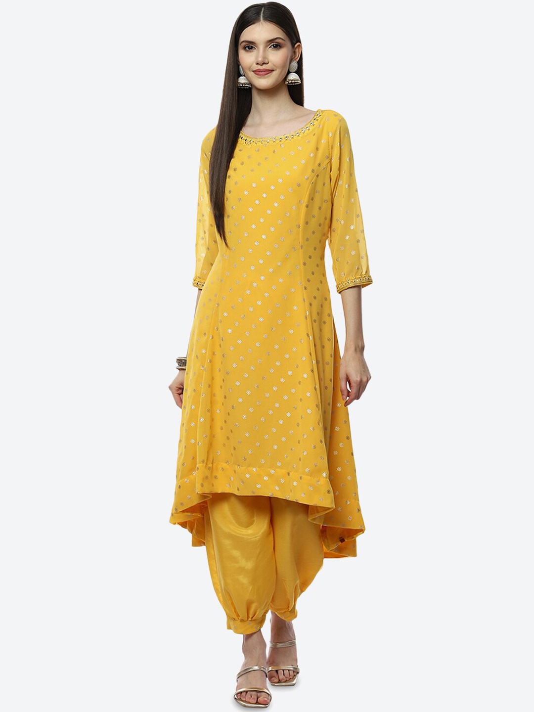 

Biba Women Yellow Ethnic Motifs Kurta with Patiala