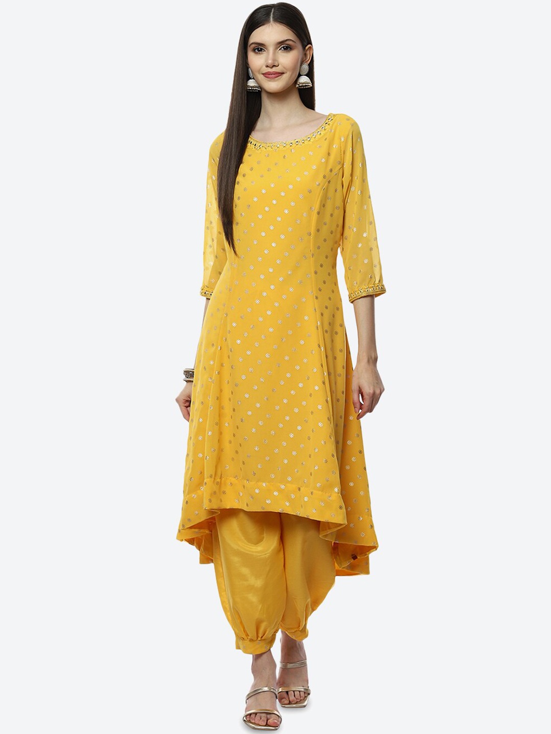 

Biba Women Yellow Ethnic Motifs Kurta with Patiala