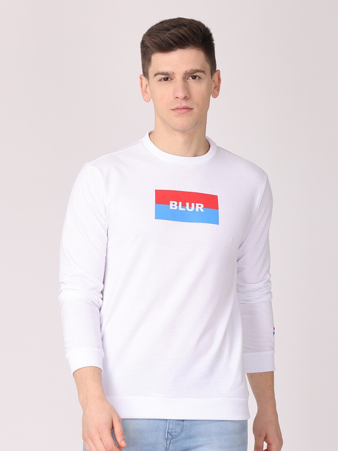 

POLONIUM Men White Polyester Printed Sweatshirt