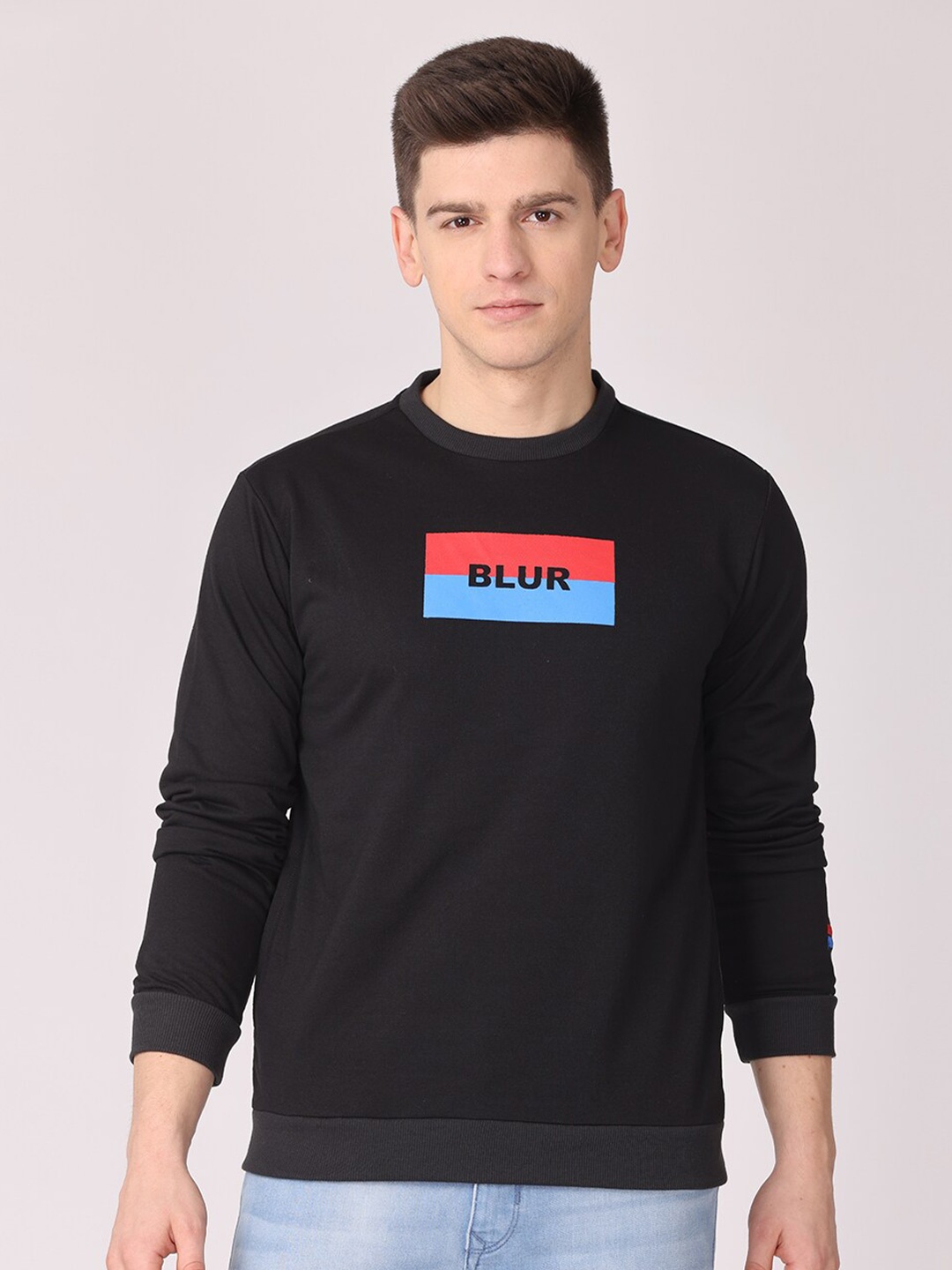 

POLONIUM Men Black Printed Sweatshirt