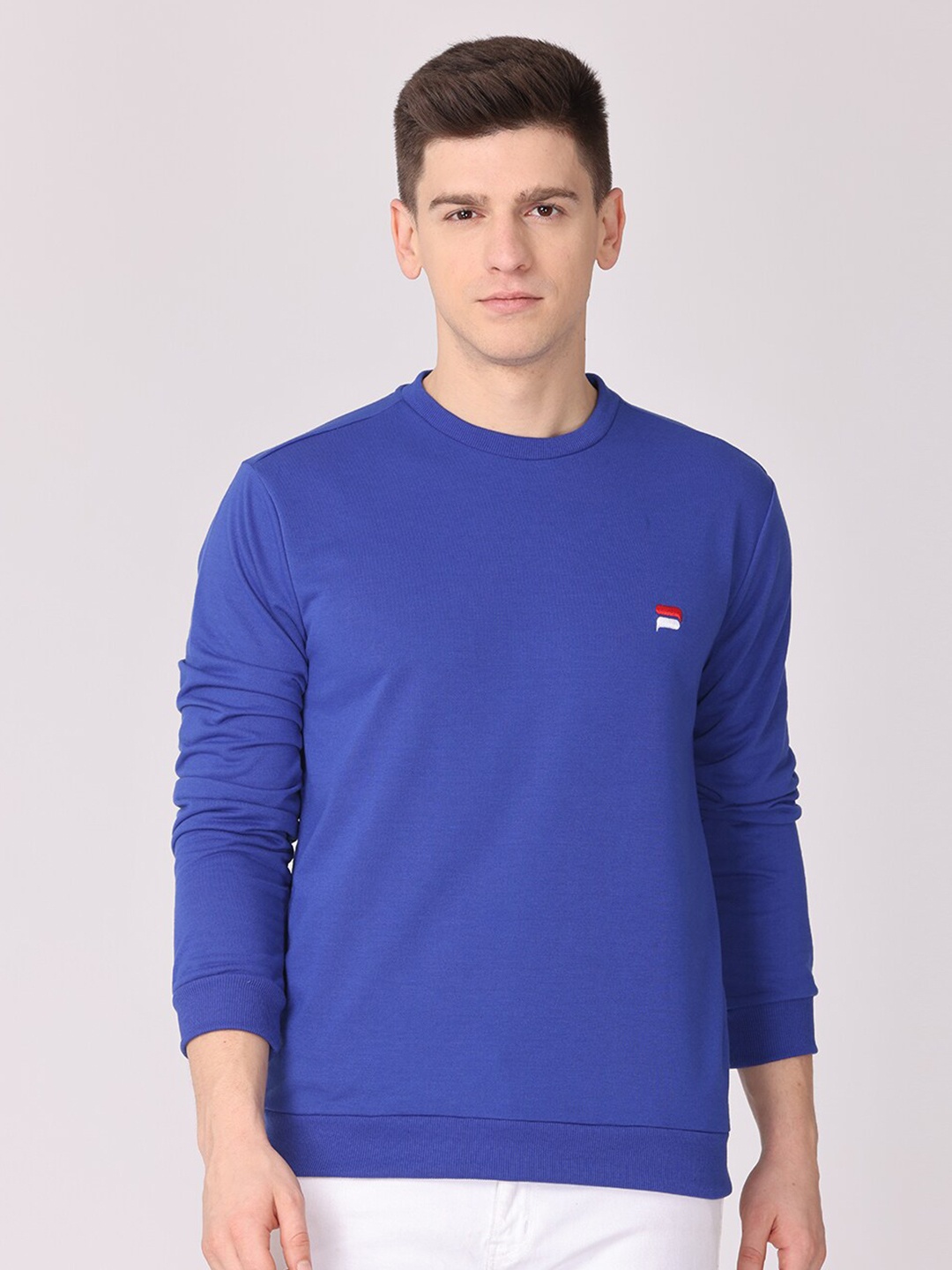 

POLONIUM Men Blue Polyester Solid Sweatshirt
