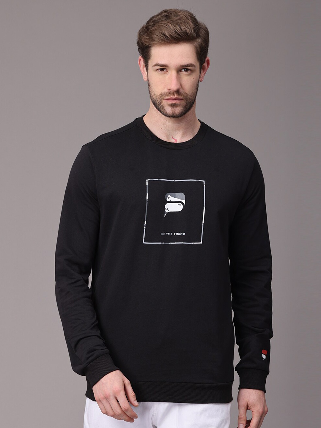 

POLONIUM Men Black Printed Sweatshirt