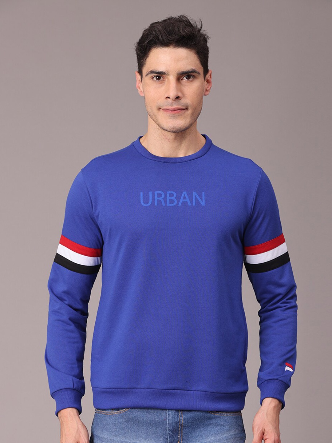 

POLONIUM Men Blue Printed Sweatshirt