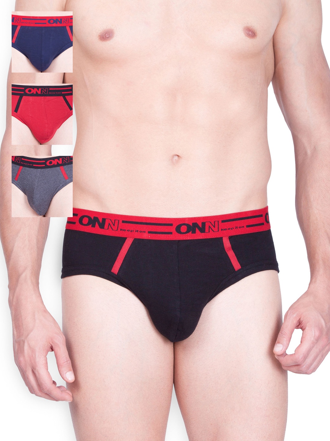 

ONN Men Pack of 4 Multicoloured Briefs 353, Red