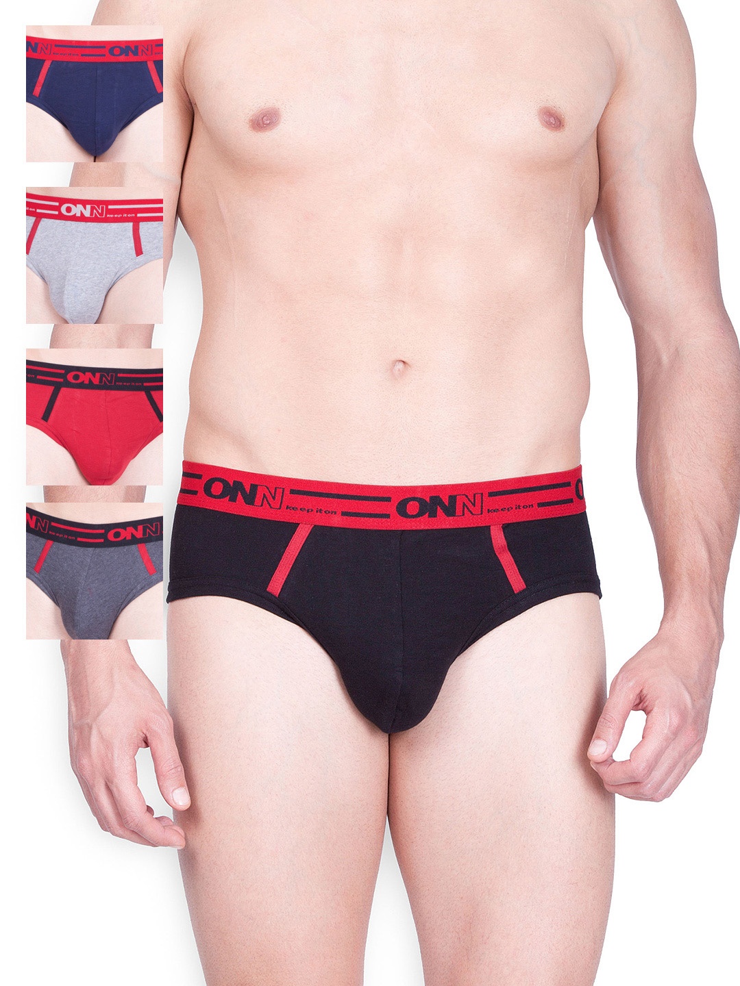 

ONN Men Pack of 5 Multicoloured Briefs 353, Multi