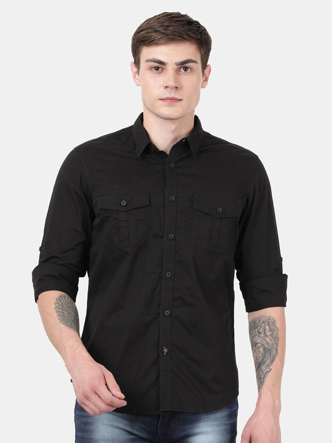 

t-base Men Black Standard Casual Shirt