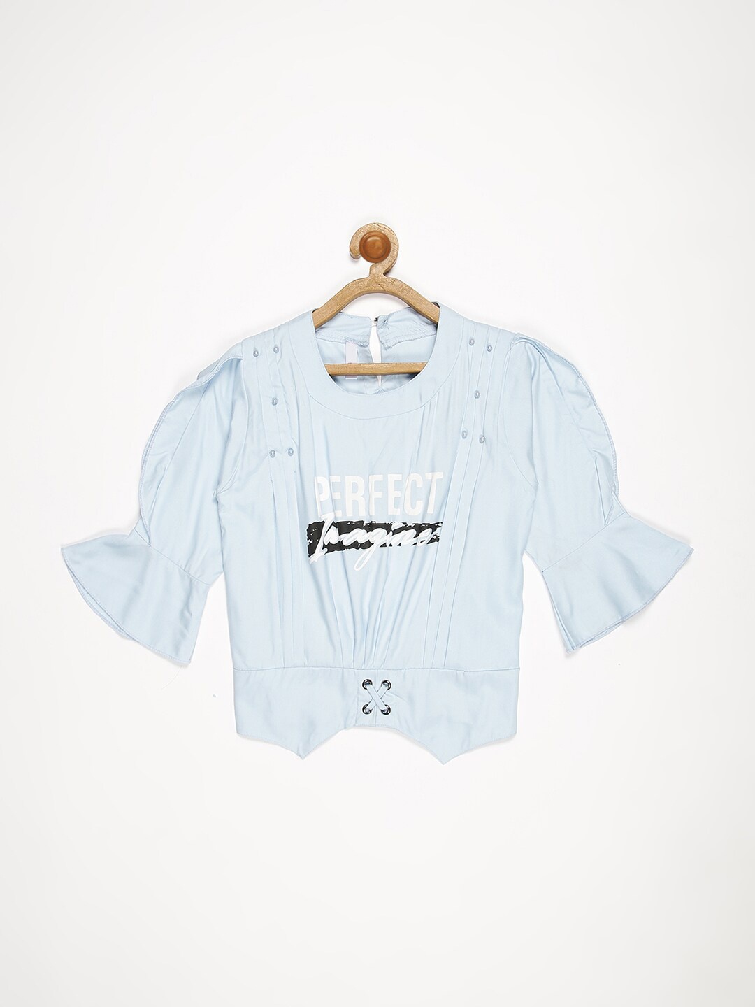 

V2 Value & Variety Blue Keyhole Neck Cinched Waist Top