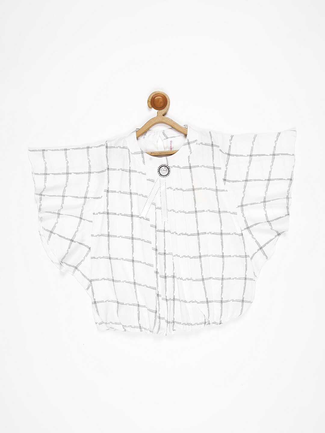 

V2 Value & Variety White & Black Checked Top