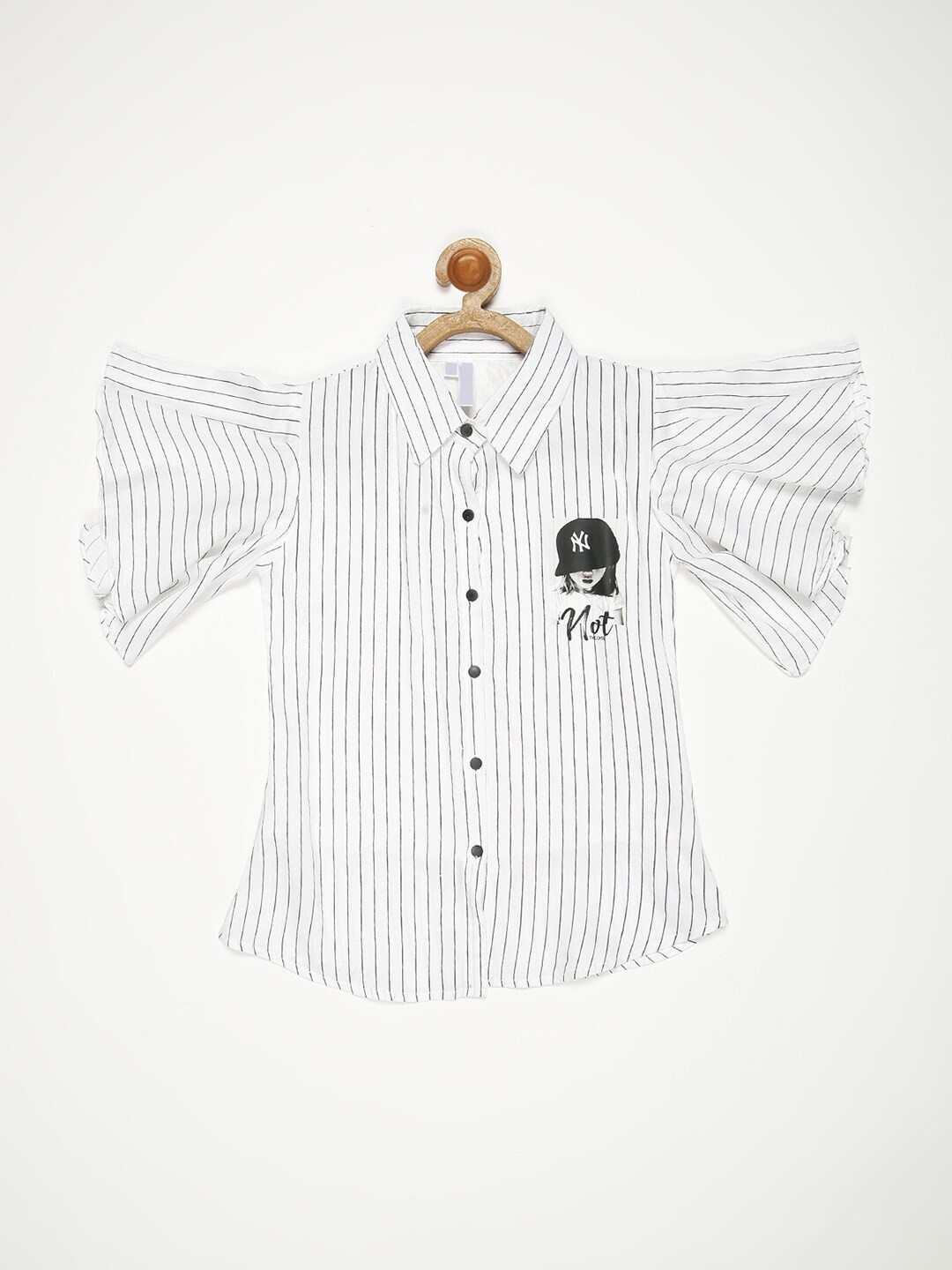

V2 Value & Variety Girls White Striped Shirt Collar Top