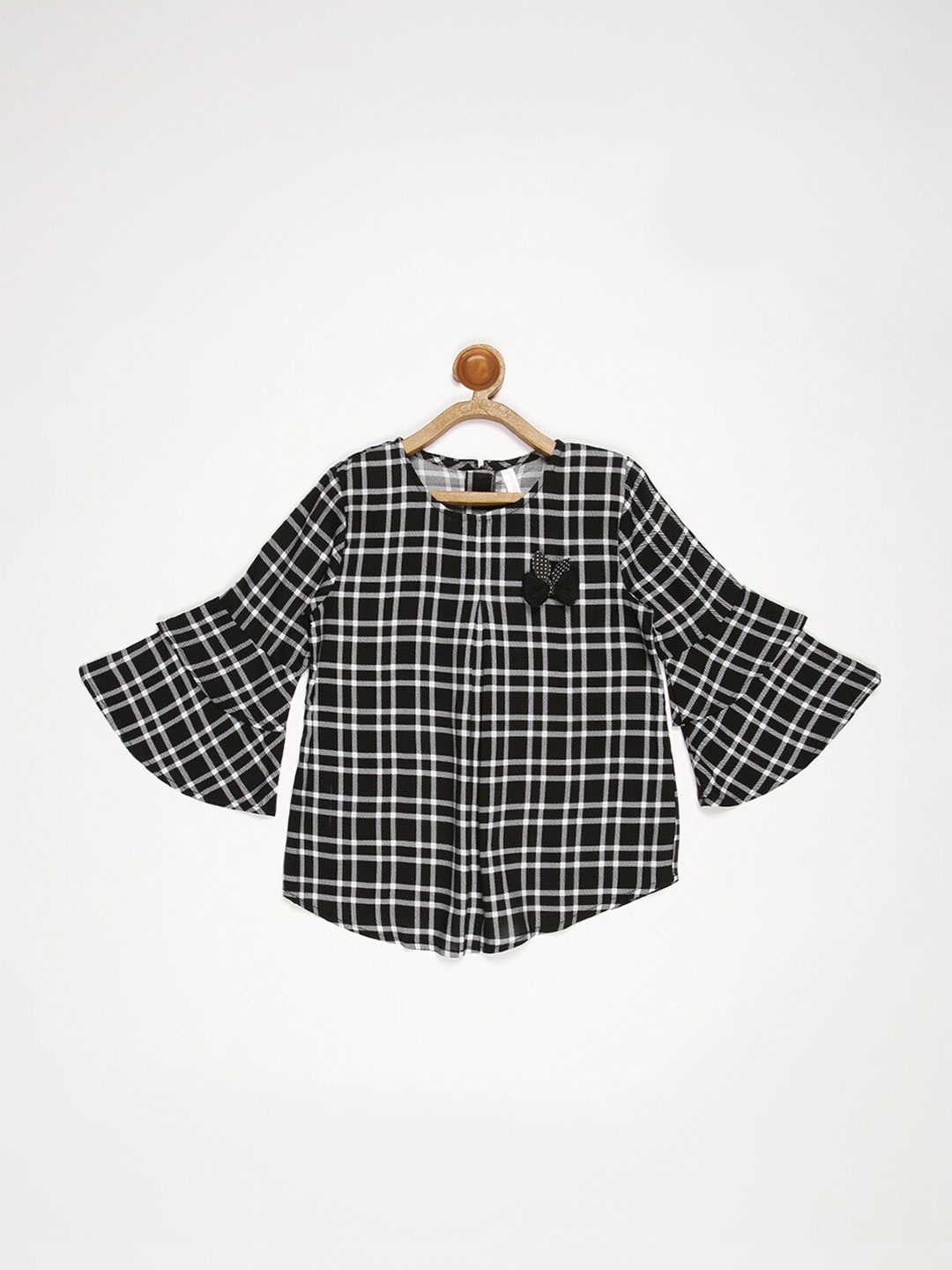 

V2 Value & Variety Girls Black Checked Top