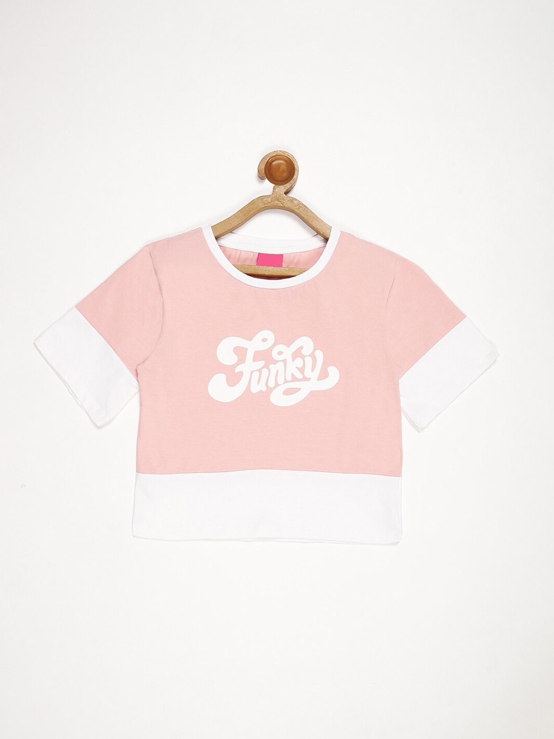 

V2 Value & Variety Kids Girls Beige & White Print Pure Cotton Blouson Top