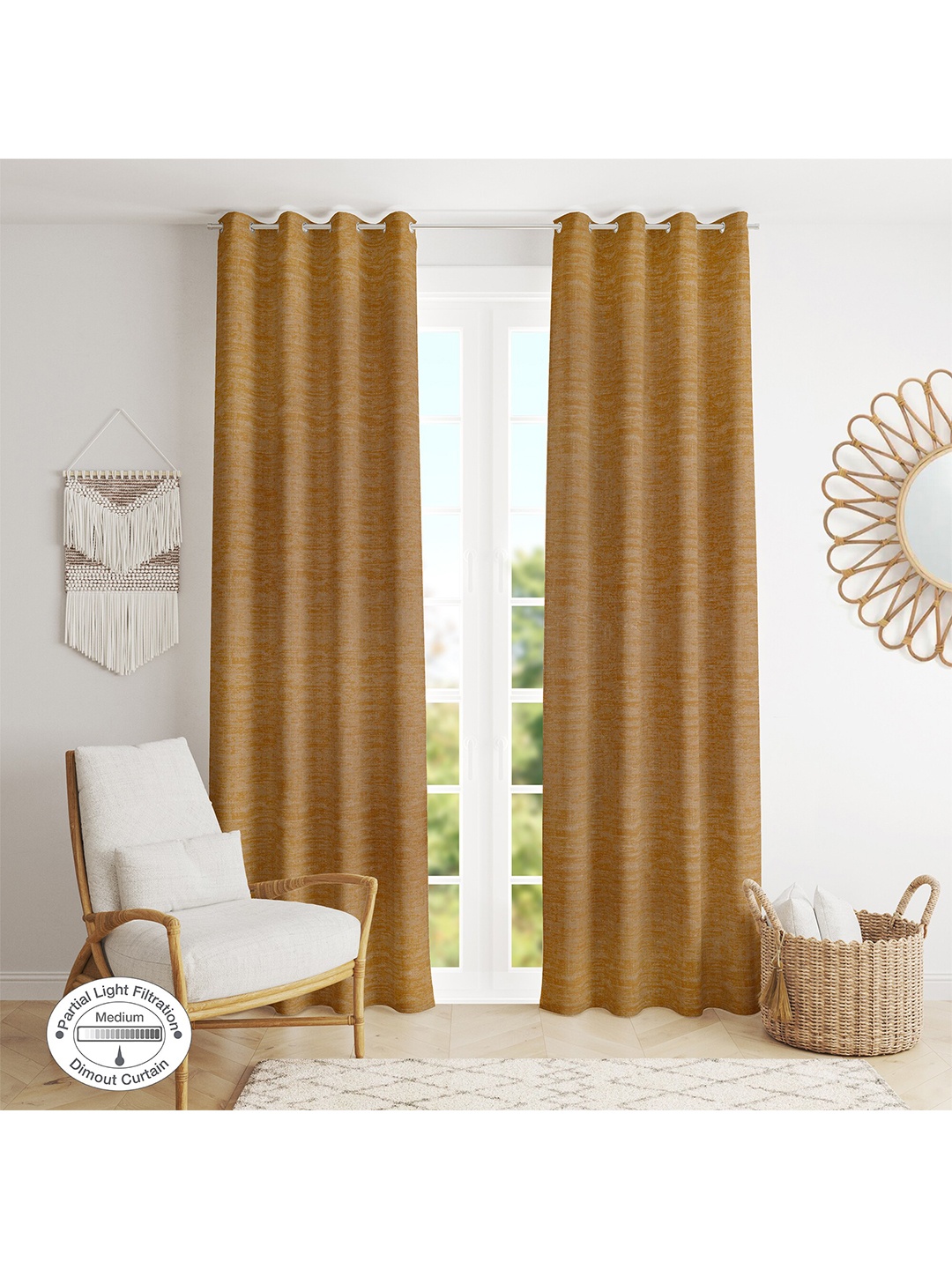 

HomeTown Mustard Pack of 2 Long Door Curtain