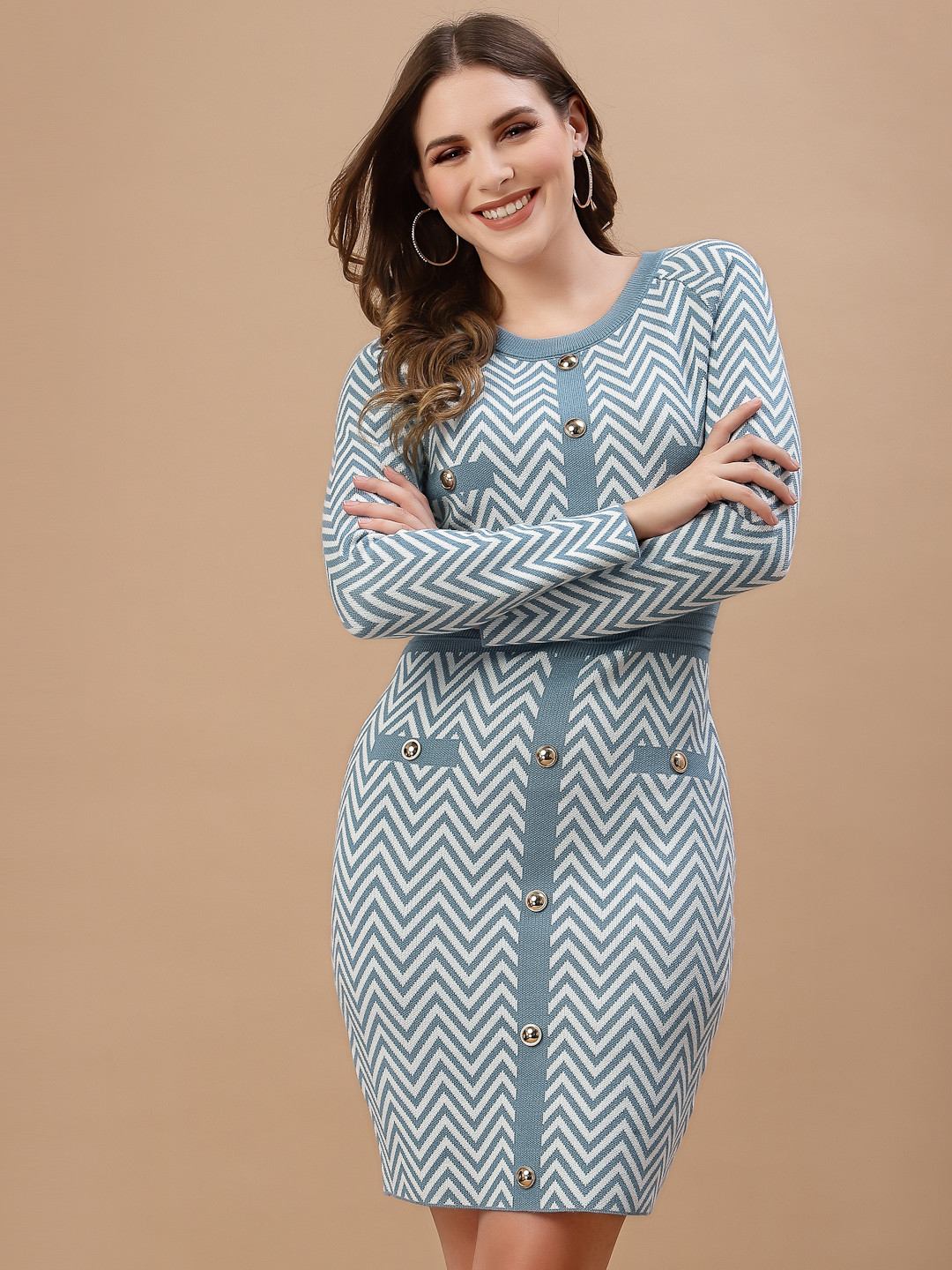 

Mafadeny Women Blue Bodycon Dress