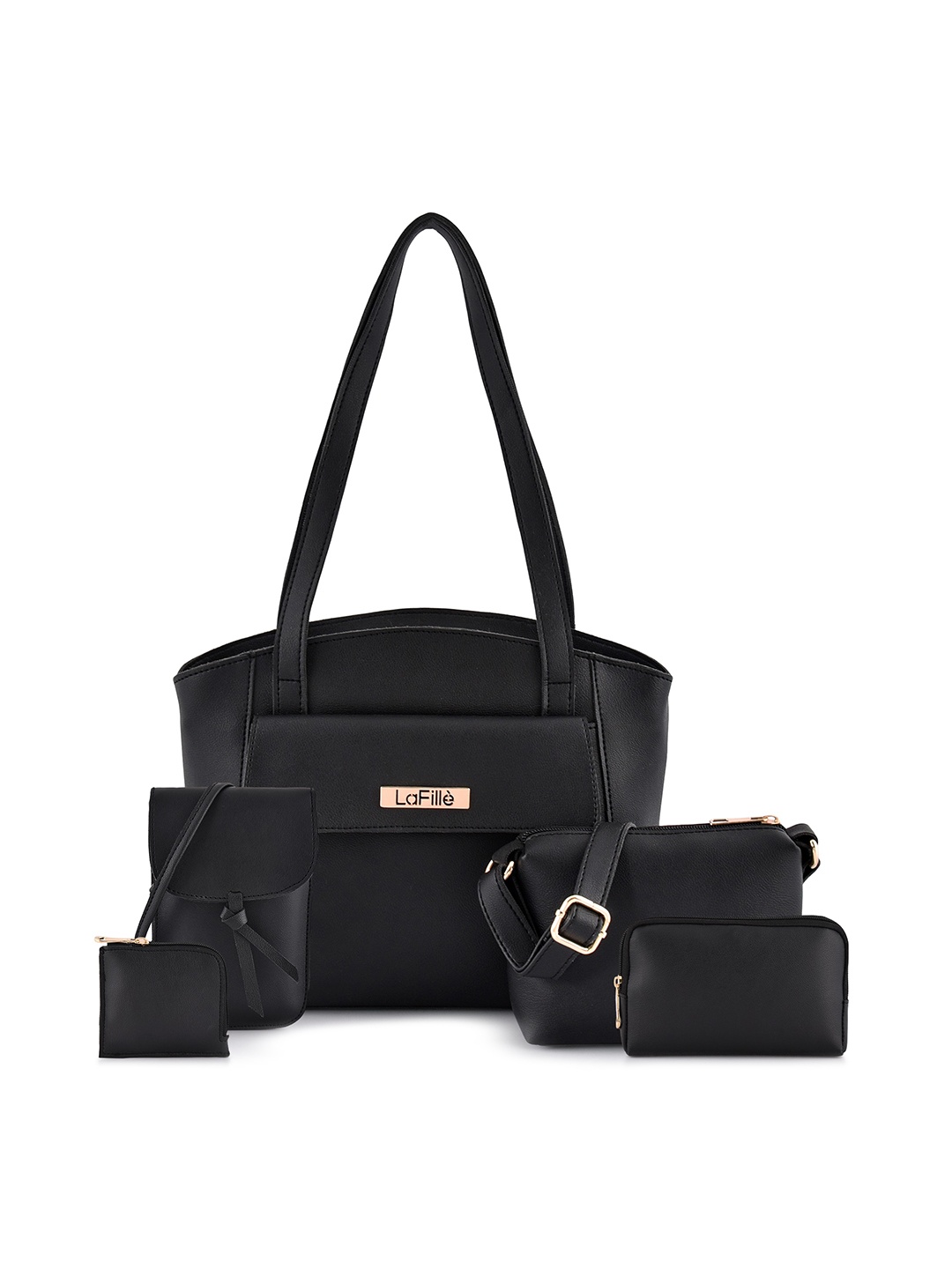 

LaFille Women Black PU Structured Shoulder Bag