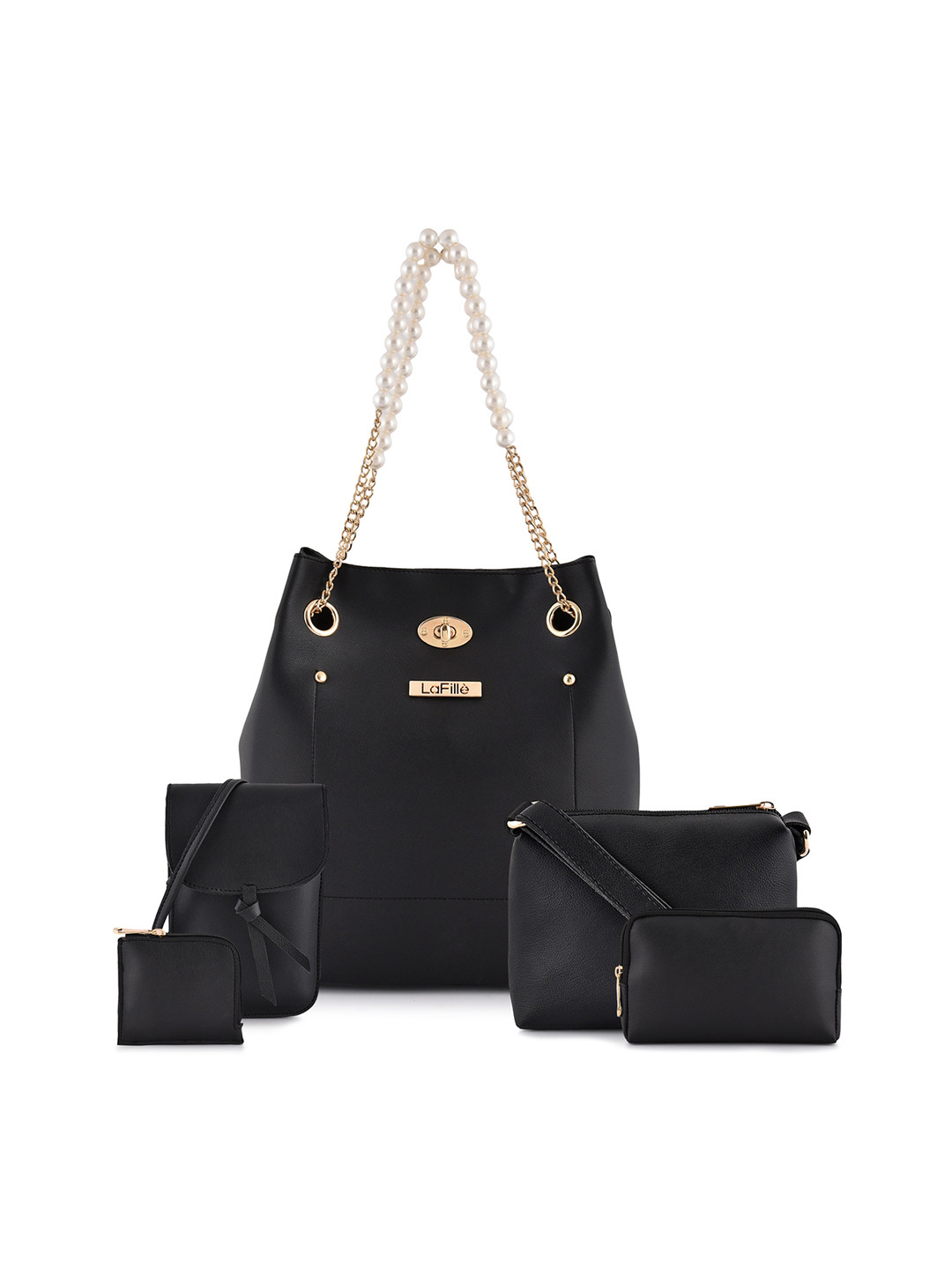 

LaFille Black PU Structured Shoulder Bag with Tasselled