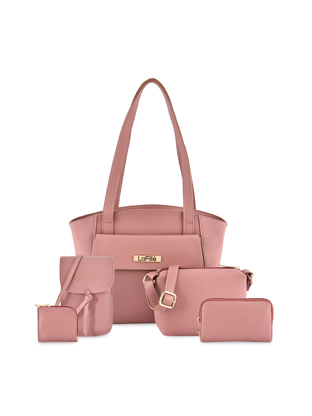

LaFille Pink PU Structured Shoulder Bag