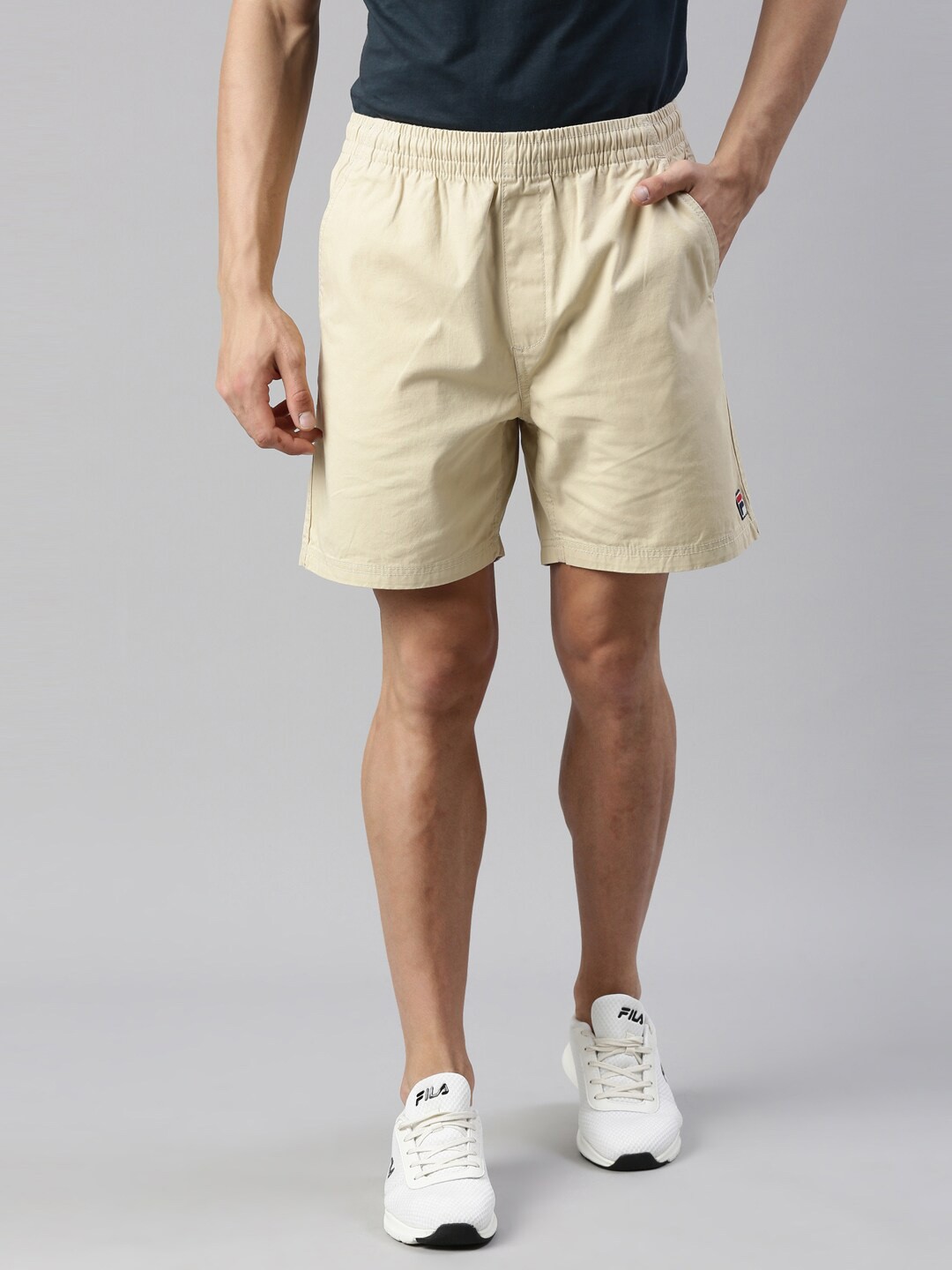 

FILA Men Beige Solid Cotton Outdoor Shorts