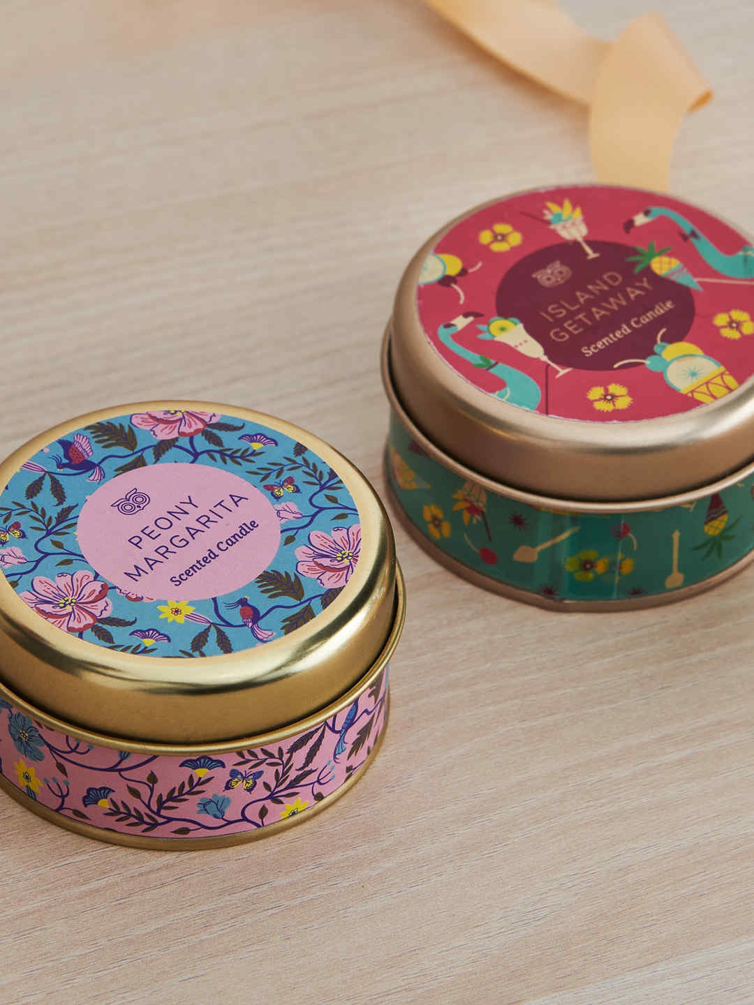

Chumbak Pack Of 2 Printed Candle Home Gift Sets, Pink