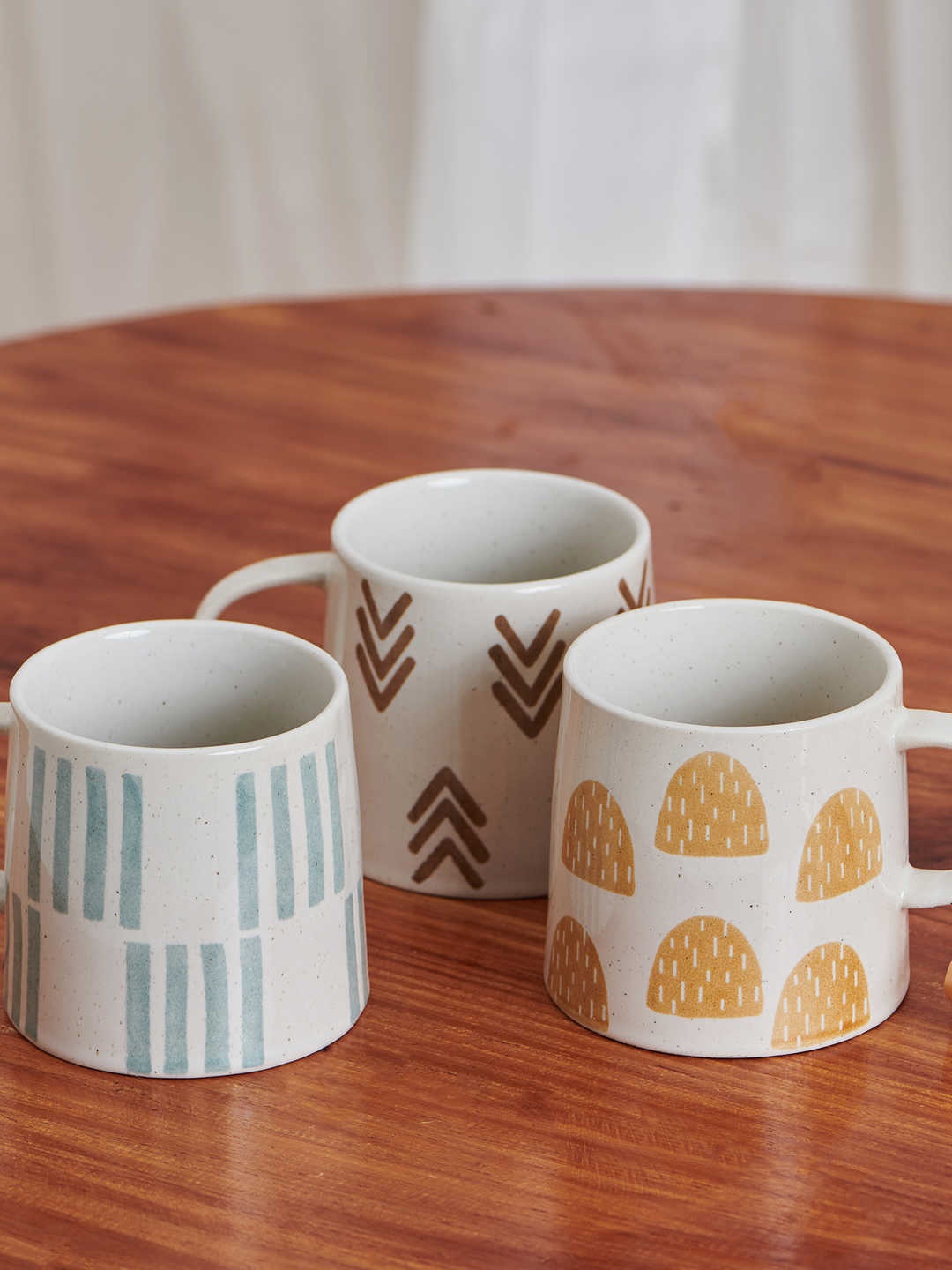 

Chumbak Pack Of 3 Teal Blue Printed Mug Home Gift Sets