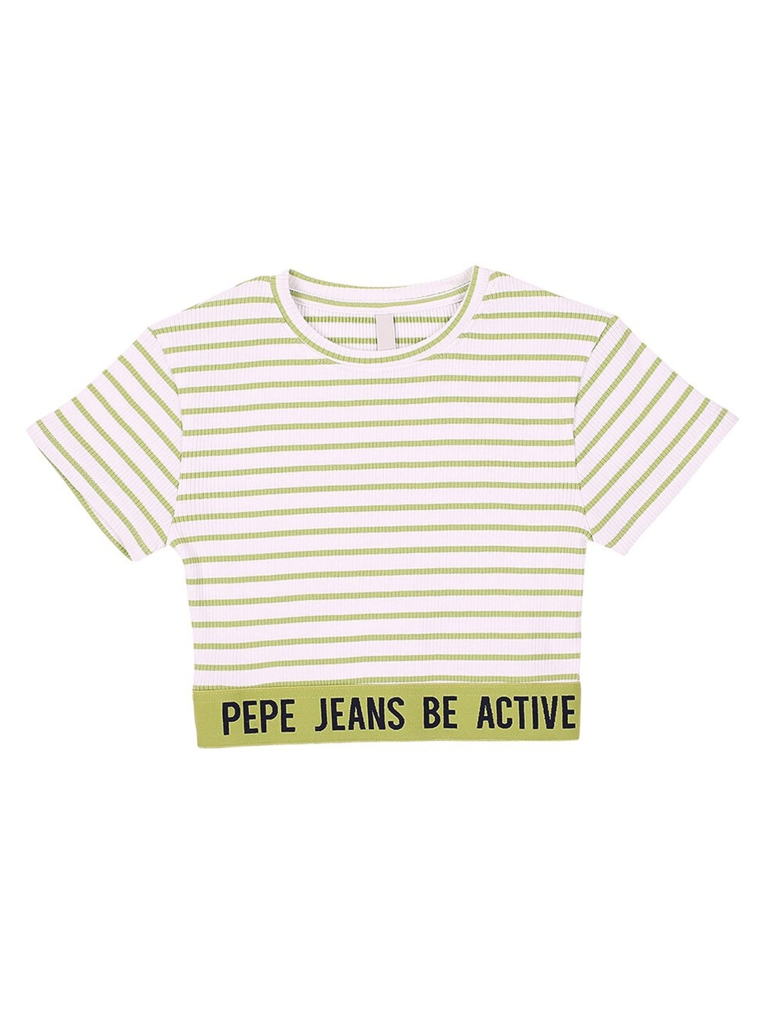 

Pepe Jeans Girls Yellow Striped Slim Fit T-shirt