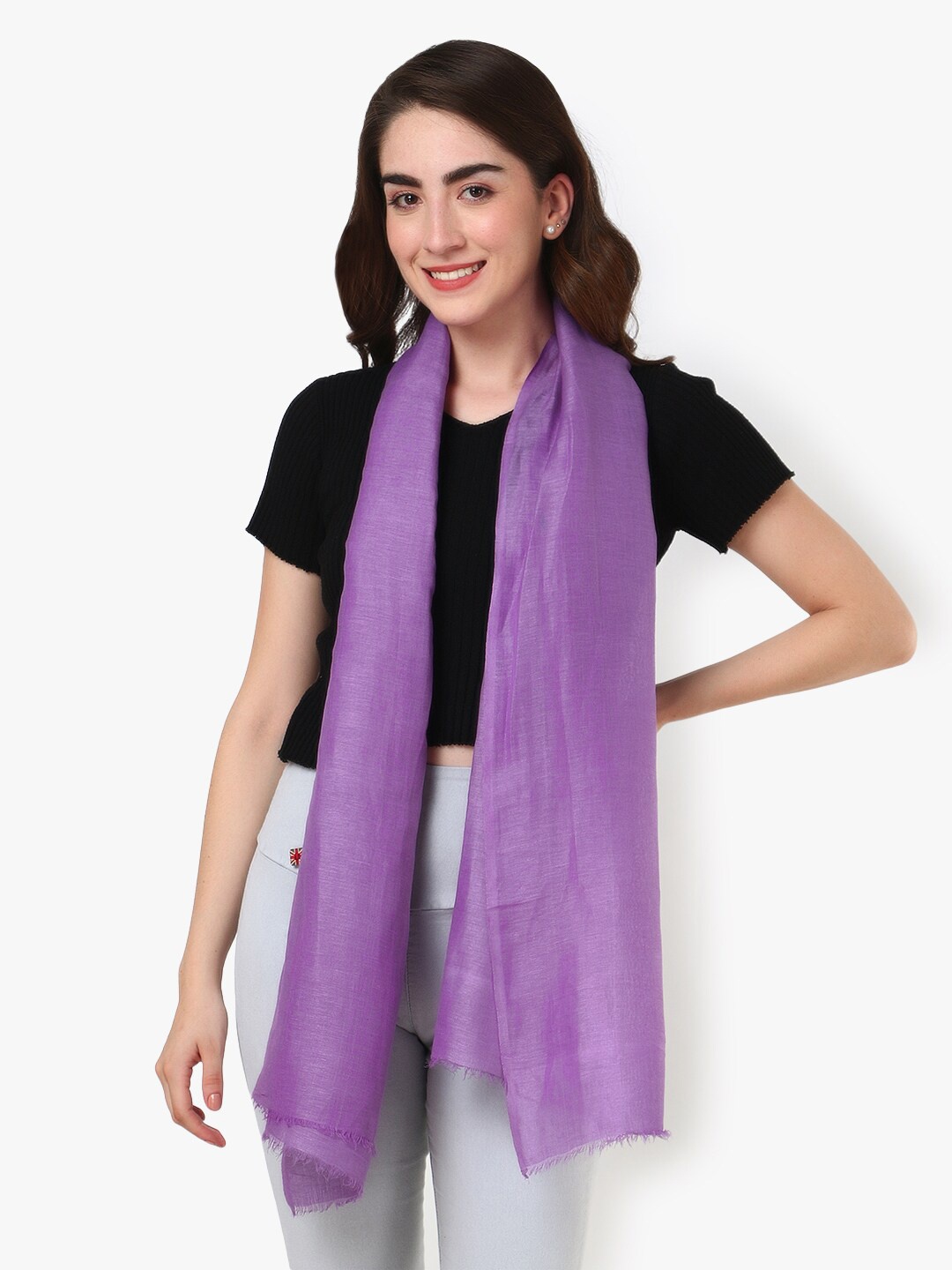 

Adwitiya Collection Women Purple Frayed Scarf