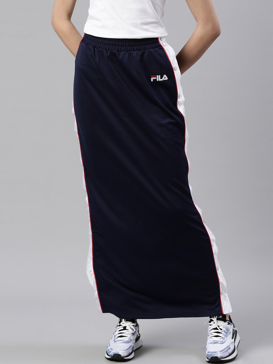 

FILA Women Blue Solid Maxi Skirt, Navy blue