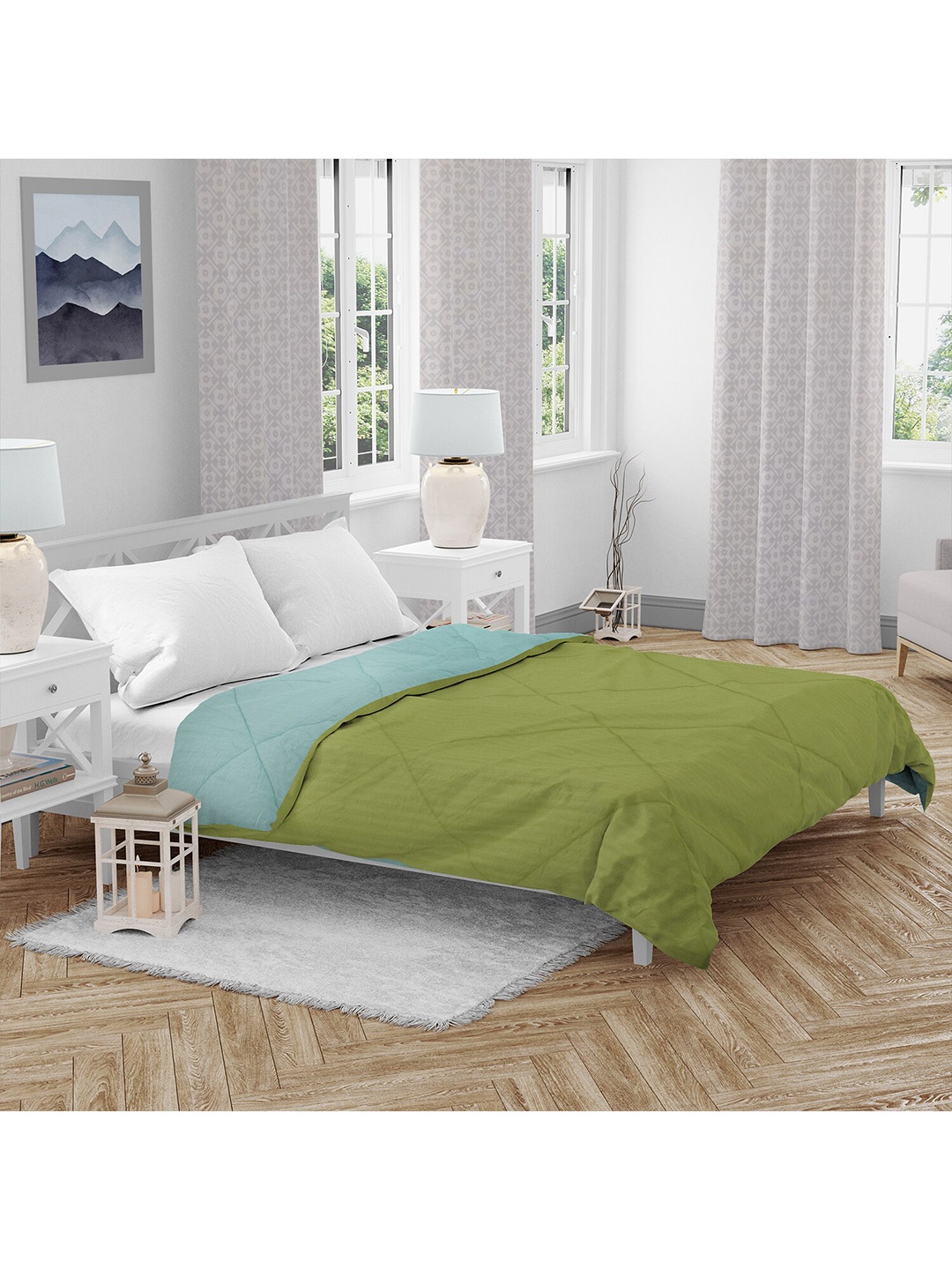 

HomeTown Green & Blue AC Room 150 GSM Double Bed Comforter