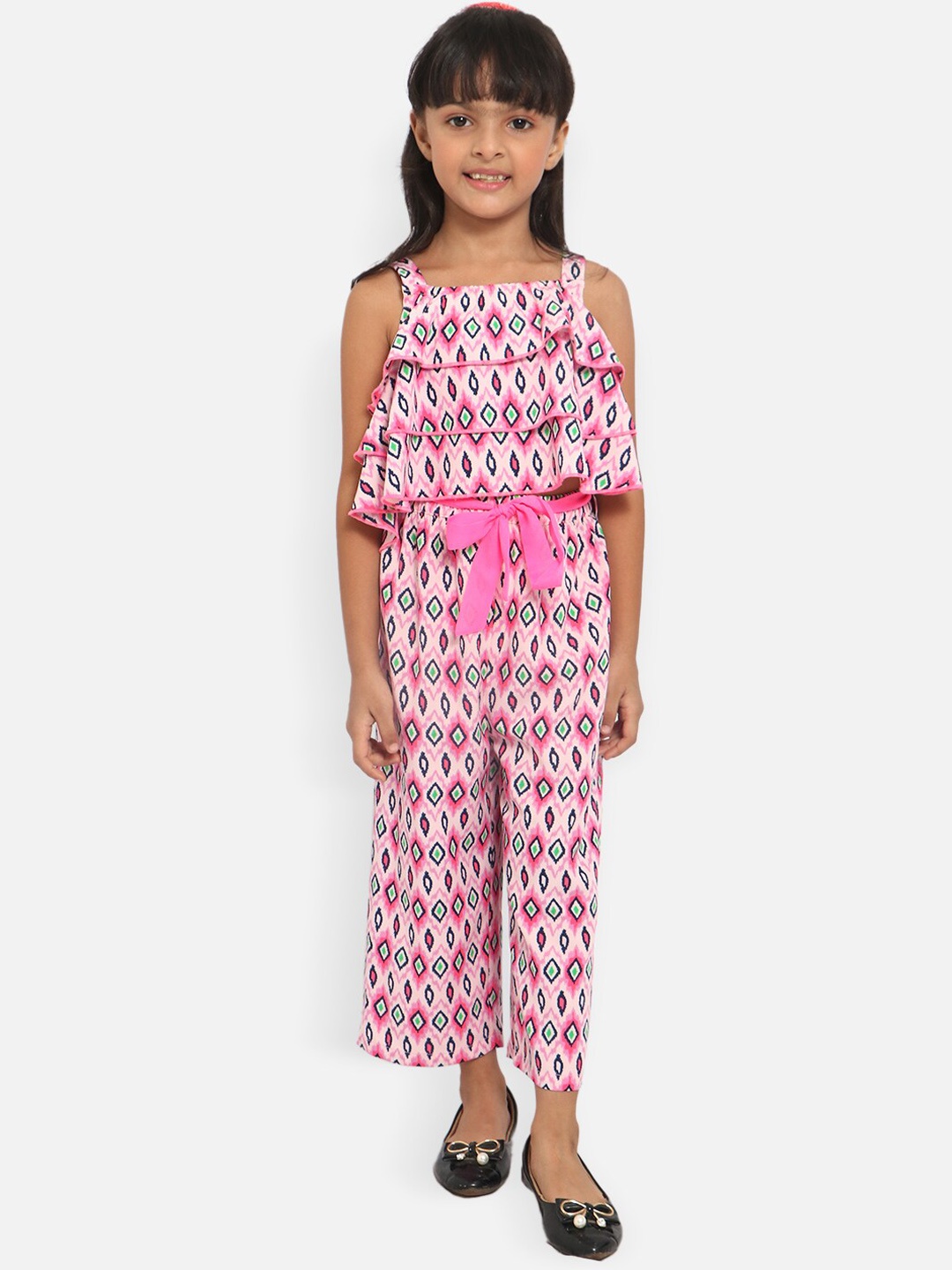 

Nauti Nati Girls Pink & Black Printed Top with Trousers