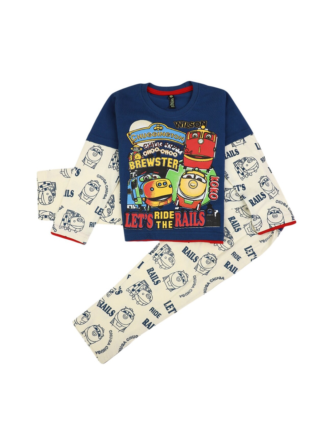 

V-Mart Kids Blue & White Printed T-shirt With Trouser