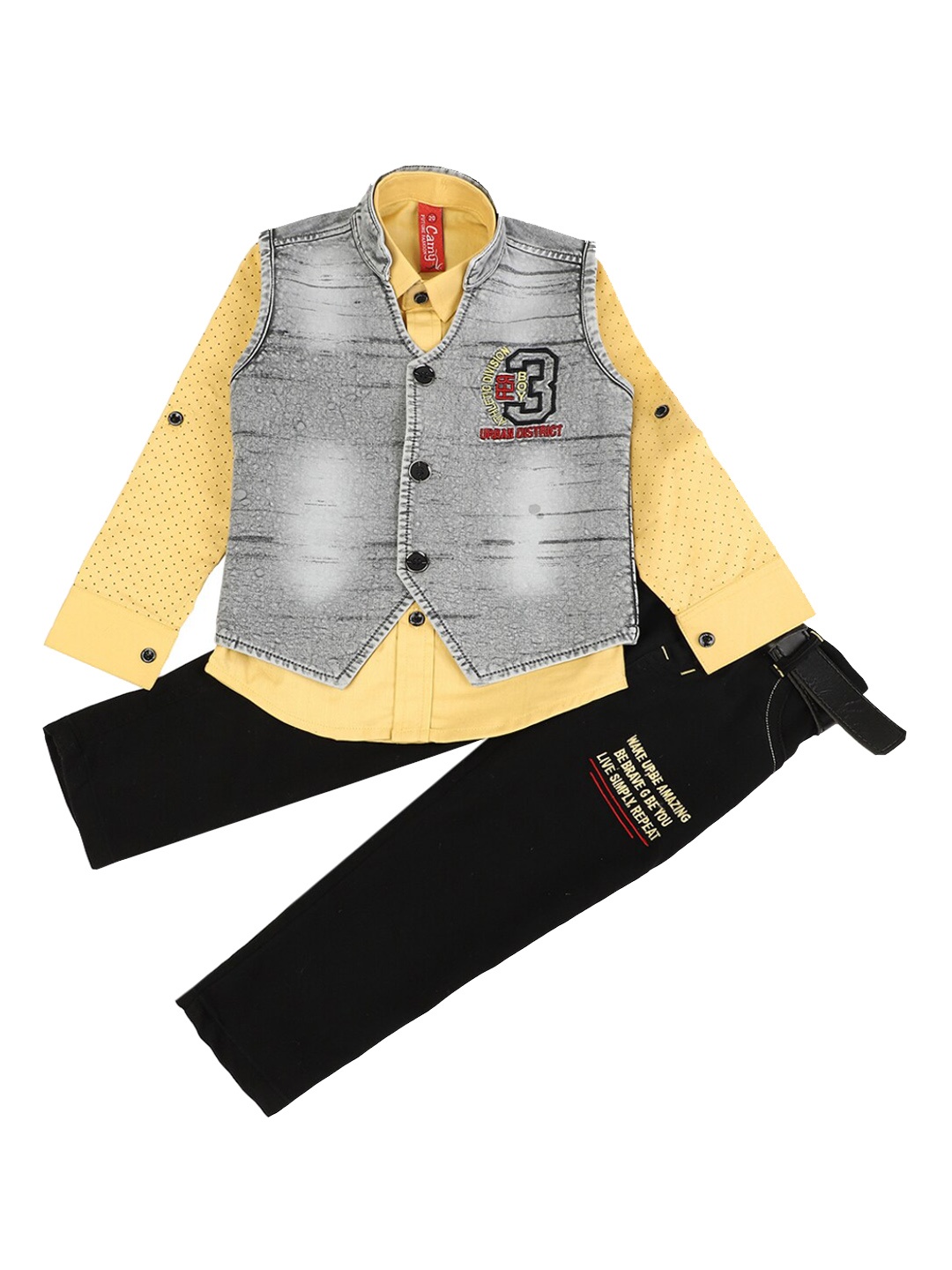 

V-Mart Boys Yellow & Black Shirt with Trouser