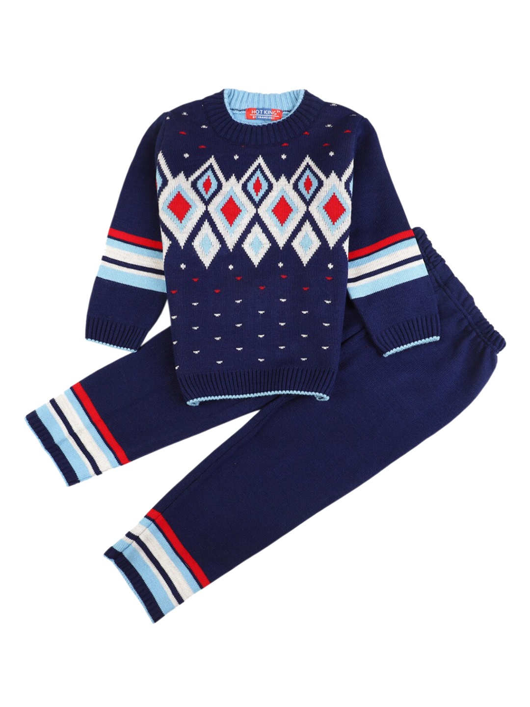 

V-Mart Boys Navy Blue Printed T-shirt with Trousers