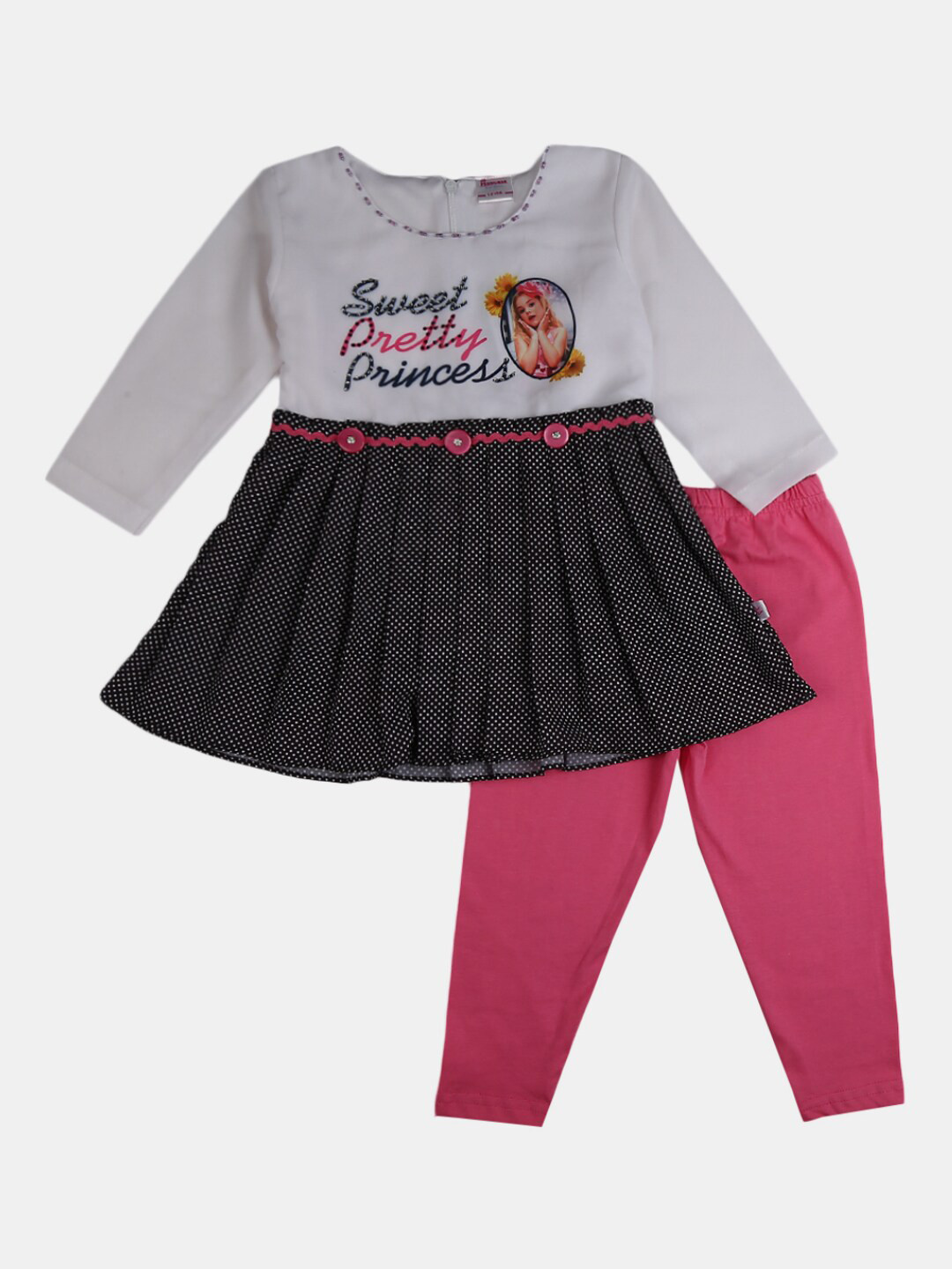

V-Mart Girls White & Pink Printed Clothing Set