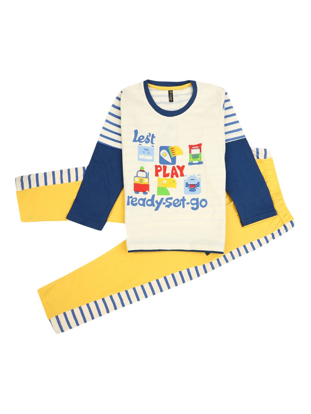 

V-Mart Boys Yellow & Blue Printed T-shirt with Trouser