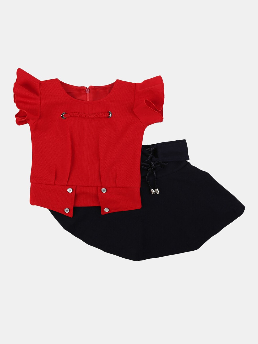 

V-Mart Girls Red & Black Top with Skirt