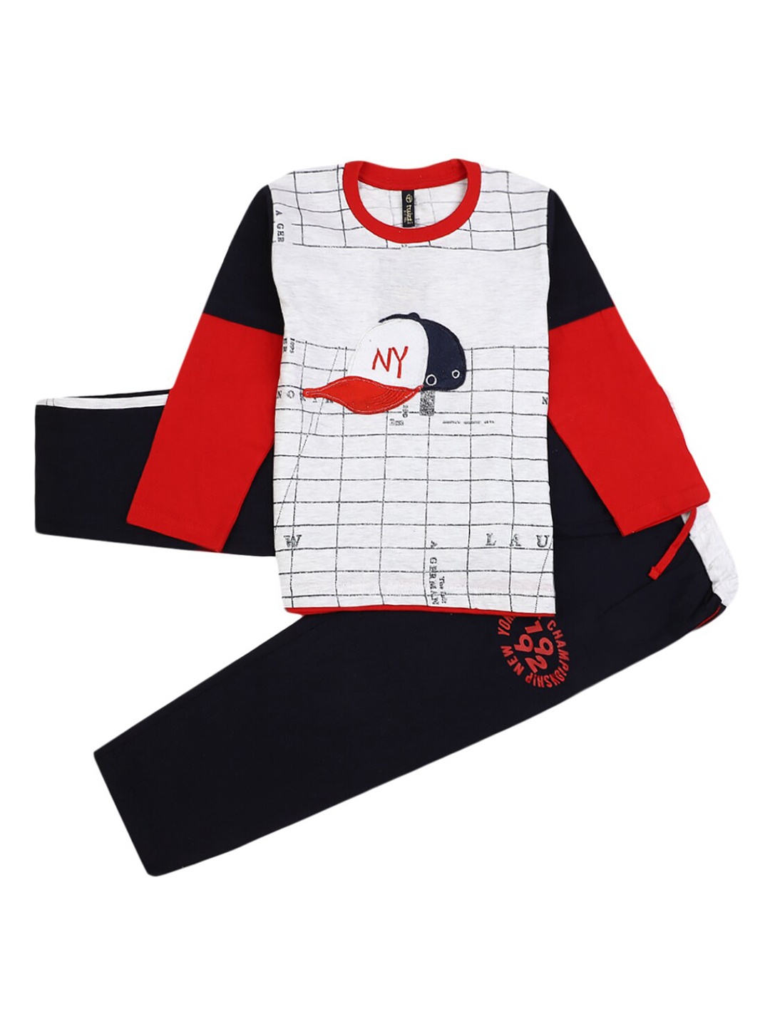 

V-Mart Boys Grey Melange & Red Printed T-shirt with Trousers