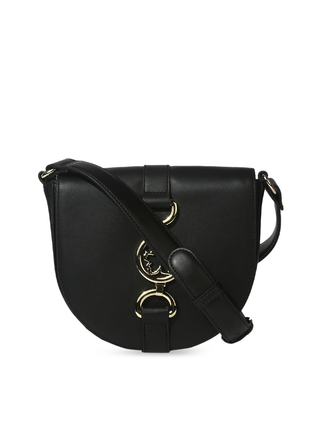 

Ted Baker Black Leather Half Moon Sling Bag with Tasselled