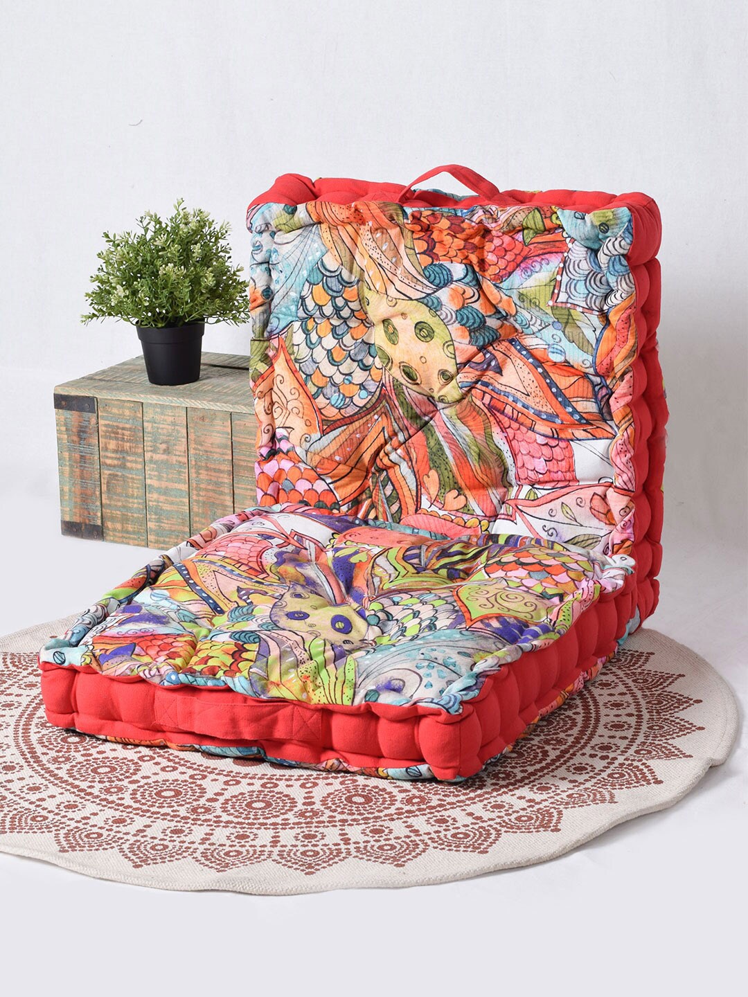 

BLANC9 Red Printed Square Cushions, Multi