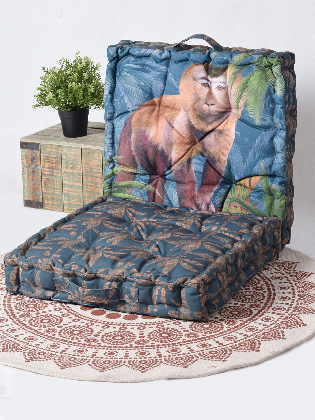 

BLANC9 Blue Printed Square Cushions