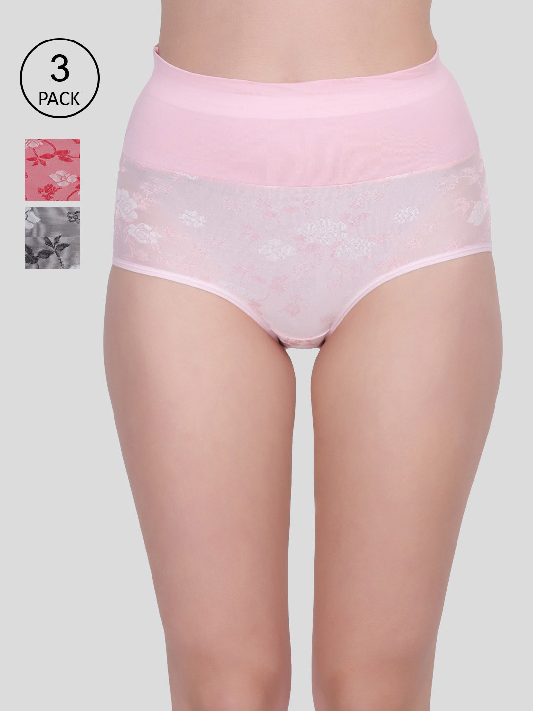 

Amour Secret Women Pack of 3 Self-Design Hipster Briefs, Black