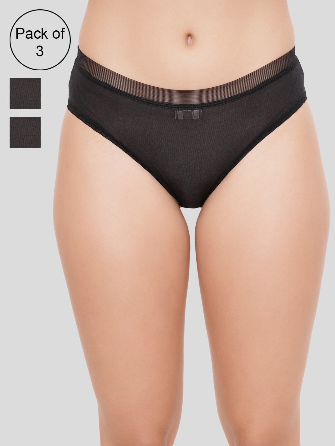 

Amour Secret Women Pack Of 3 Black Solid Hipster Briefs