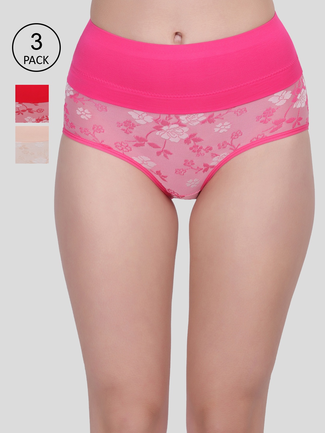 

Amour Secret Women Pack Of 3 Printed Hipster Briefs, Nude