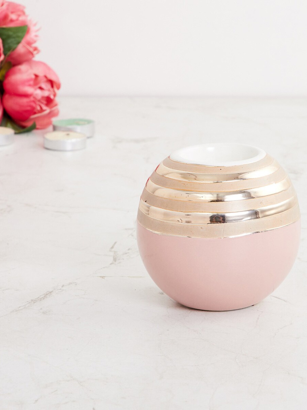 

Home Centre Pink & Gold Toned Solid Ceramic Candle Holder