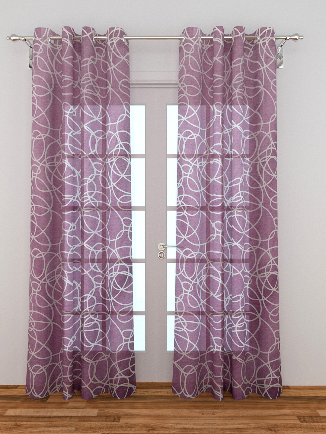 

Home Centre Purple & White Set of 2 Geometric Door Curtain