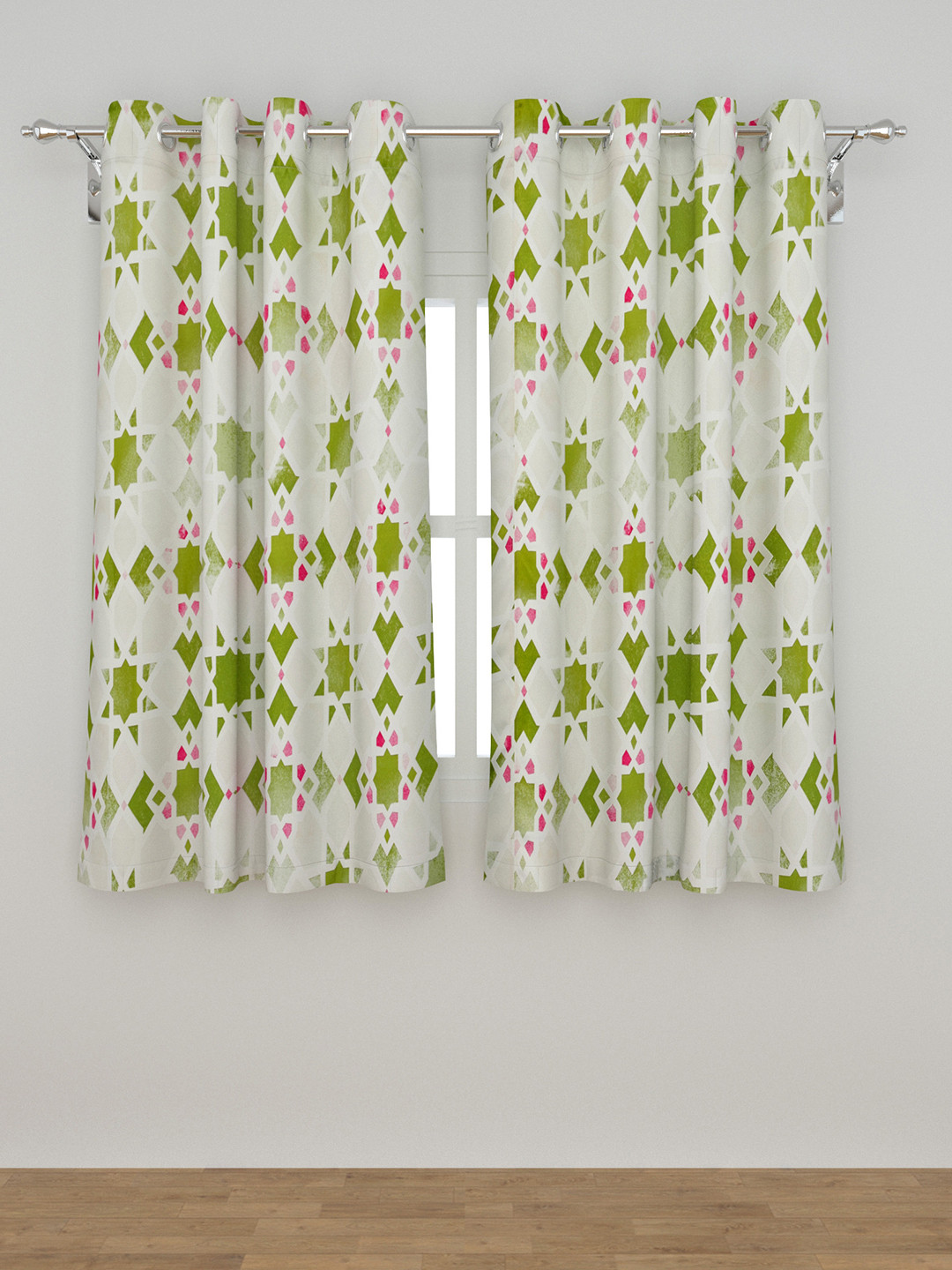 

Home Centre Green & Pink Set of 2 Geometric Door Curtain