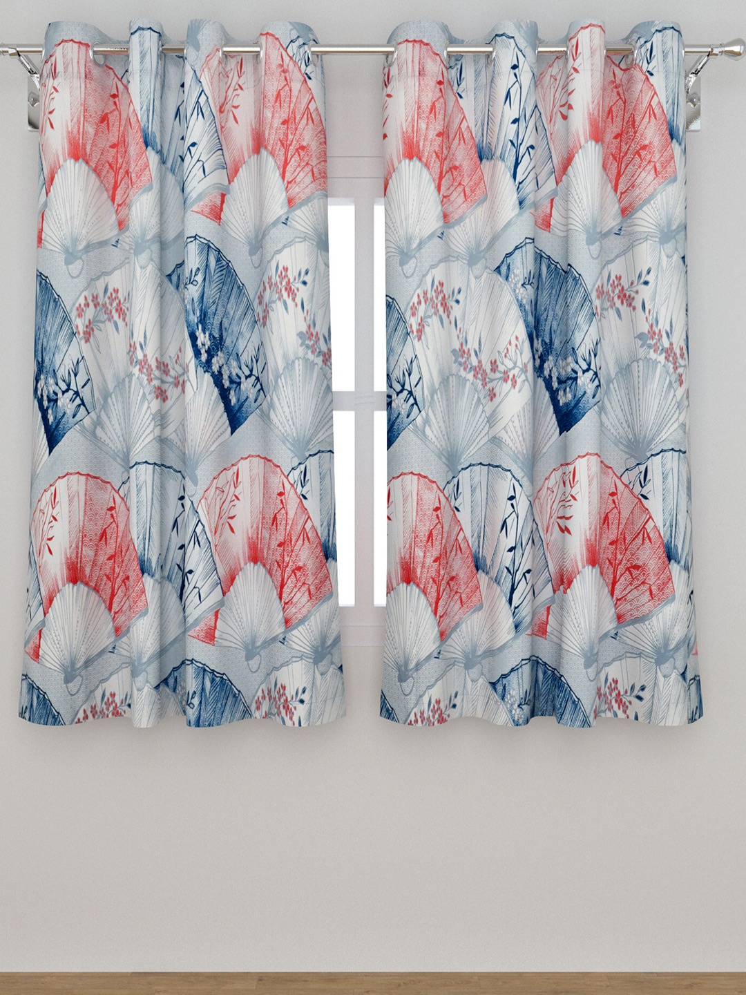 

Home Centre White & Blue Set of 2 Floral Window Curtain
