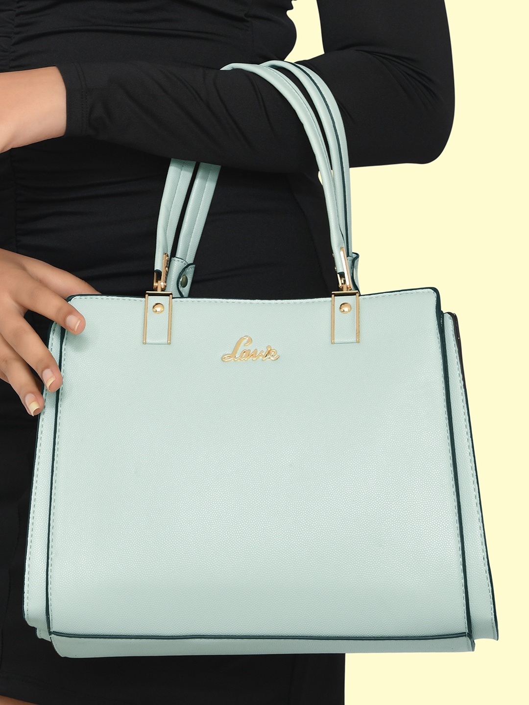 

Lavie Women Kiana Mint Green Solid Structured Satchel Handbag with Detachable Sling Strap