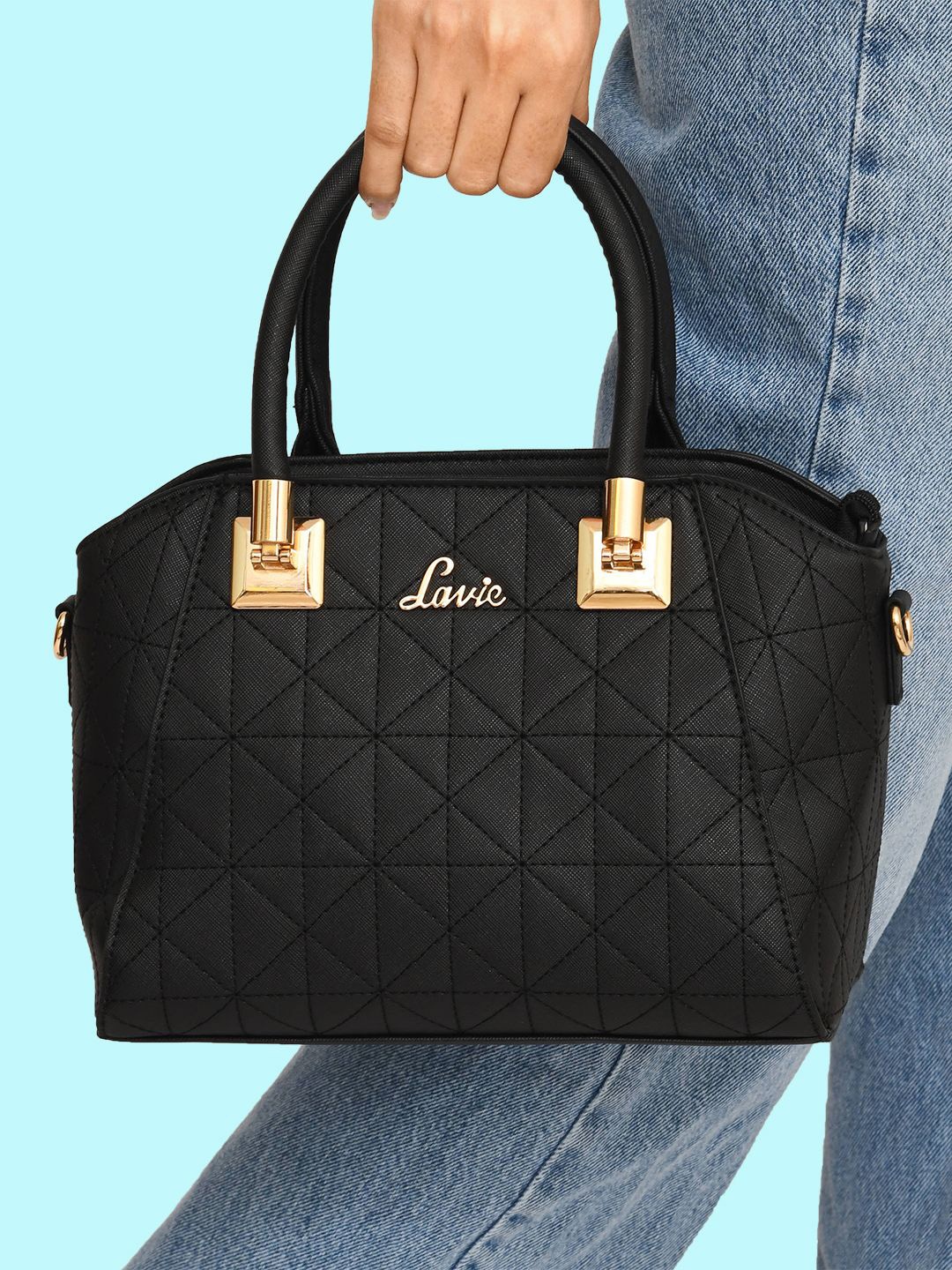 

Lavie Astar Women Black Medium Satchel